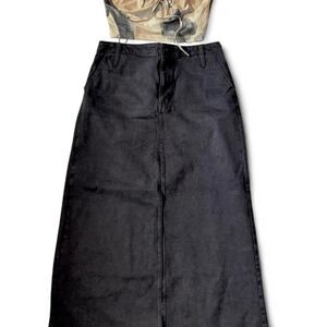NWT J. Crew black denim fitted maxi skirt